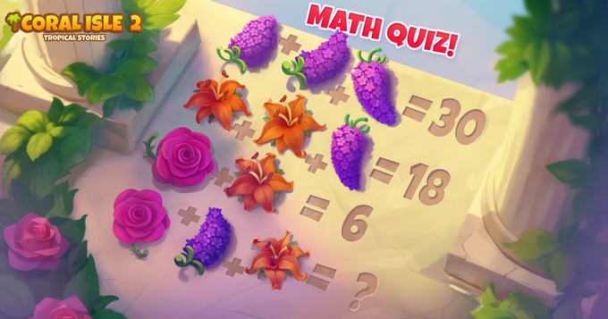 Coral Isle 2: Histórias tropicais - Quiz de Matemática
