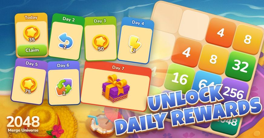 QS Games - Verpass nicht deinen täglichen Bonus in 2048: Merge Universe